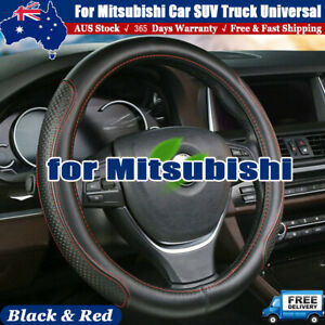 Genuine Leather For MITSUBISHI Black 15" Diameter Car Auto Steering Wheel Cover