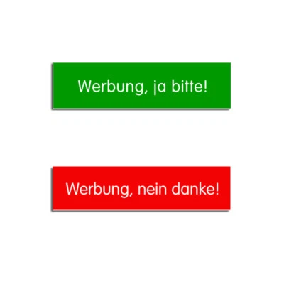 DEINE-GRAVUR Werbung, ja bitte/Nein danke - Beidseitiges Schild,Briefkastenschild,60x15mm