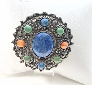 Sterling Silver Carolyn Pollack Relios Pendant Brooch Pin Lapis Turquoise 925 - Picture 1 of 5