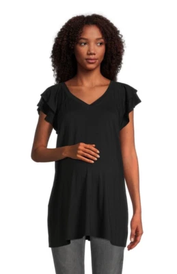 Time and Tru Women's Maternity M 8-10 Eyelet Sleeve Top color Black Soot NWT - Image 1 of 4