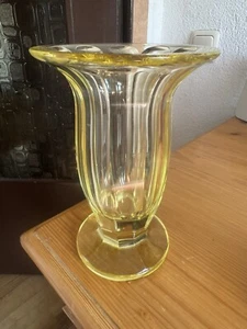 Vaso Alte Moser Art Déco Limone Cristallo Ceco - Foto 1 di 14