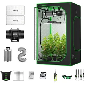 VIVOSUN 120x120cm growzelt komplett Set W/ 400W Led Grow Light,Inline fan Kit - Bild 1 von 7