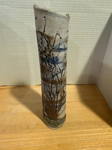 Alan Steinberg vaso lastra studio ceramica vintage Vermont ceramica 12,5" H x 2 1/4" - Foto 1 di 6