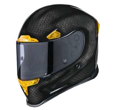 Icon Airframe Pro Carbon 4Tress Yellow Motorcycle Helmet - All Sizes - Image 1 of 4
