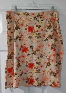 Christopher & Banks Damen Leinenmischung Orange Gelb Blumen Rock Größe 16  - Bild 1 von 3