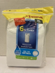 Neu im Paket * Hanes 6 weiße taglose Jungen-Tanks in Größe XL/Extra-Large (16-18) - Bild 1 von 2