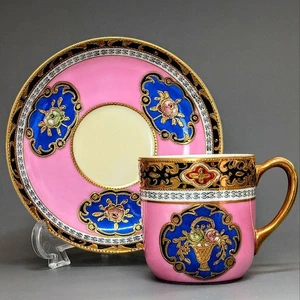 Nagoya Keramik Old Mate Gold Rosa Blumendekoration Schrank Tasse & Untertasse - Bild 1 von 10