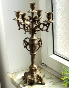 Candelabro ANTIGUO CANDELABRO 5 llamas bronce aleación pesada Francia H44 - Imagen 1 de 8