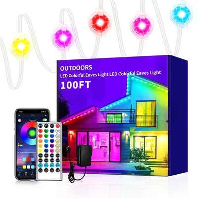 YOCROSTAR Permanent Outdoor Light,100Ft RGB Eave Lights with App Control Remote,Ip67 Water