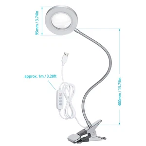 USB Clip-on Table Light Hands Free Magnifying Glass Desk Lamp For Close Work 3 - Picture 1 of 7
