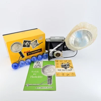 Cámara plegable Kodak Tourist II 620 rollo de película Kodak B-C Flasholder + caja Foto 1 de 4