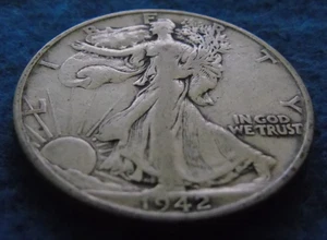 1942-S 1942S 1942 S WALKING LIBERTY 90% SILVER HALF DOLLAR 50C Cent Fifty 1/2 - Picture 1 of 6