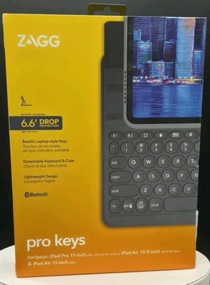 Teclado inalámbrico ZAGG Pro Keys con estuche desmontable para Apple iPad Pro 11" -... Foto 1 de 2