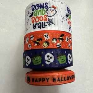 4 Rolls Halloween Ribbon Craft Scrapbooking fabric - 40 yd - 3/8" 7/8” & 1 1/2 - Picture 1 of 5