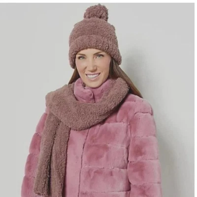 Barefoot Dreams CozyChic Pom Pom Beanie Scarf Gift Set Chestnut Soft Cozy - Image 1 of 4