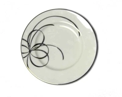 Kate Spade Lenox Belle Boulevard Accent Plate White Platinum Ribbon 9 inch - Image 1 of 2