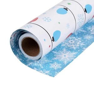 Reversible Christmas Wrapping Paper Roll Two Side Holiday Gift Wrap for Party - Picture 1 of 7