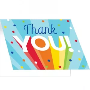Rainbow Grad Foldover Thank You Cards Paper 4" x 5" 8 Per Pack Decorations - Picture 1 of 1