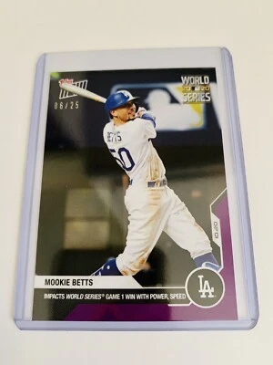 2020 TOPPS NOW #447 MOOKIE BETTS NUMBERED 06/25 PURPLE PARALLEL - Image 1 of 2