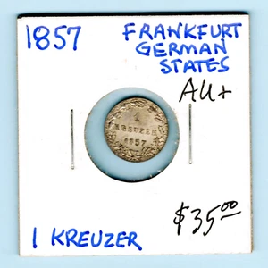 FRANKFURT- SPECTACULAR HISTORICAL SILVER KREUZER. 1857, KM# 312 - Picture 1 of 5