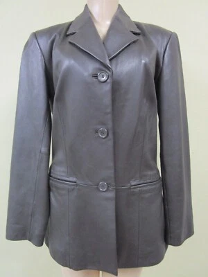 Chaqueta de Cuero Preston York Verde Oliva Cuero Suave Cierre de Botones M NUEVA Foto 1 de 4