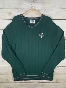 Vintage Lee Sport Jumper V Neck Green Size Large L Golf Cleats Embroidery - Picture 1 of 11
