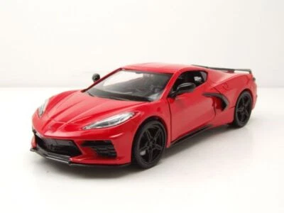 Chevrolet Stingray Corvette C8 2020 Rosso Modellino Auto 1:24 MotorMax - Immagine 1 di 4