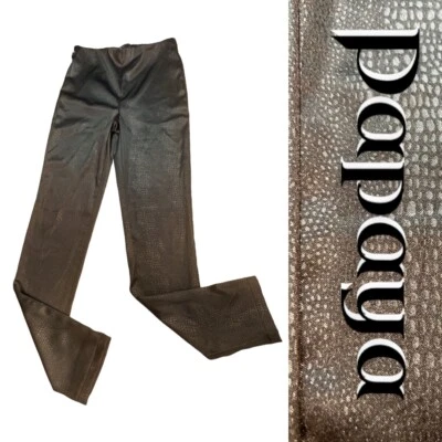 Леггинсы папайя сексуальные блестящие с анималистическим принтом искусственная кожа черные маленькие узкие | Moto - Изображение 1 из 4