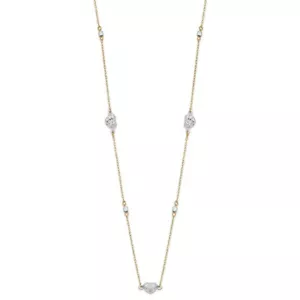 Collar Corazones Corte Diamante Pulido Oro 14k Dos Tonos 18" para Mujer 1,63 gramos - Imagen 1 de 4