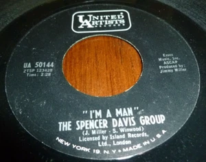 SPENCER DAVIS GROUP 7" 45 RPM I'M A MAN/CAN'T GET ENOUGH OF IT ROCK R&B UA 1967 - Imagen 1 de 2
