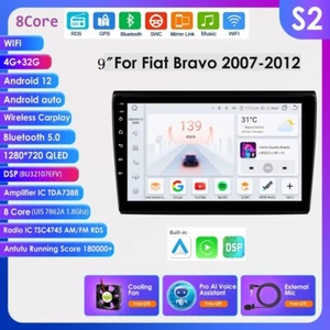 Android12 GPS Stereo For Fiat Bravo 2008-2012 Carplay Radio WIFI Player 4+32G AI - Picture 1 of 23