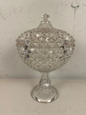 Vintage Antique Westmoreland Clear Glass Sawtooth Diamond Cut Large Compote - Image 1 of 4