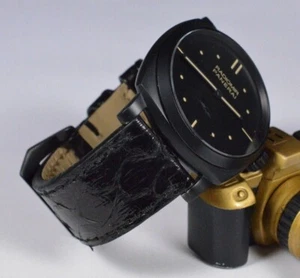 PULSERA RELOJ 26 24 22MM AUTÉNTICO PYTHON NEGRO BIG SCALES FITS PANERAI MA STRAP - Imagen 1 de 12