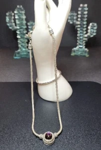 Lila dichroitische Kunst Glas Anhänger Halskette + gratis Armband silberfarben Mix Match - Bild 1 von 9
