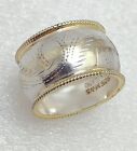 Vintage MWS 925 Sterling Silver Size 9.75 Etched 14mm Wide Band Ring