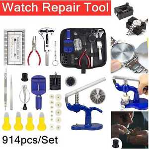 914Pcs Watch Repair Tool Kit Spring Bar Tool Set Case Opener Watch Case Press A+
