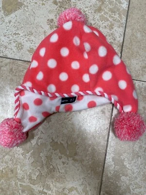 Nuevo Sombrero Gap Niños Rosa Y Blanco Lunares Vellón Pom Pom Talla S/M Foto 1 de 4