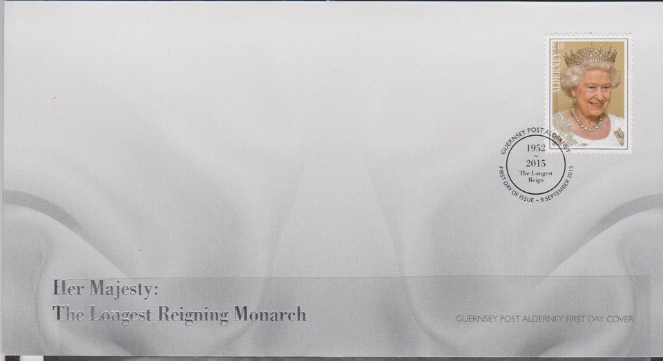 ALDERNEY 2015 Longest Reigning Monarch £10 Queen Elizabeth II A558 FDC ROYALTY - Image 1 of 1