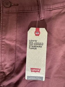 Levis Jeans XX Chino Pants Standard Taper Fit Stretch Burgundy 34 x 32 - Picture 1 of 7