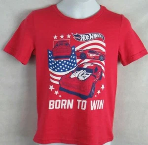 Hot Wheels Boys T-Shirt Born to Win Red Jumping Beans American Flag Patriotic - Picture 1 of 9
