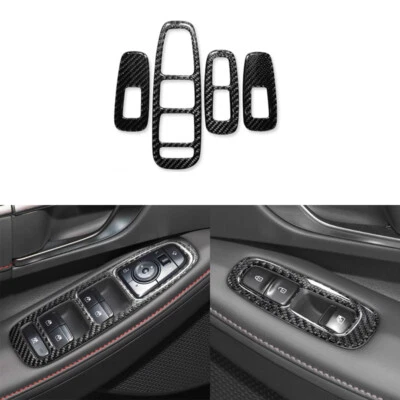 4x Real Carbon Fiber  Window Lift Panel  Cover Trim For Hyundai SONATA 20-24 - Image 1 of 4