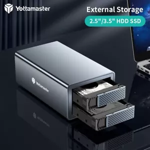 Yottamaster 2 Bay Hard Drive Enclosure Type B For 2.5" 3.5" SATA HDD SSD Gray - Picture 1 of 10