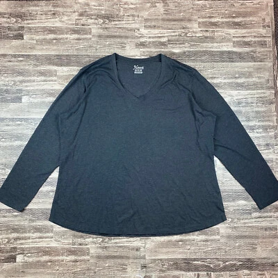 Nueva Camiseta Natural Reflections Mujer Manga Larga Cuello en V Talla Grande 3X Gris Foto 1 de 4