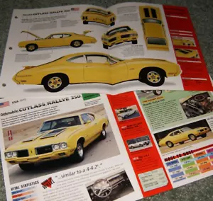 Olds Cutlass Rallye 350 1970 información de especificaciones folleto 70 amarillo Oldsmobile - Imagen 1 de 1