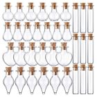 50 Pieces Small  Glass Jars Bottles with Cork Stoppers 5 Shapes Tiny9964