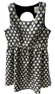 ModCloth Pin Up Style Dress Size 1X Black Gold Metallic Fit & Flare Polka Dot - Picture 1 of 5