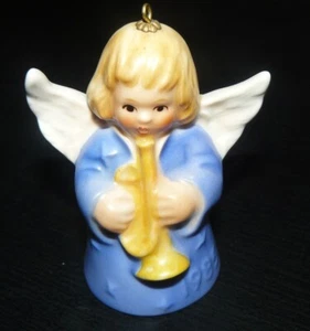 Vintage 1985 Goebel Bell Christmas Ornament Purple Angel with Trumpet EUC - Picture 1 of 3
