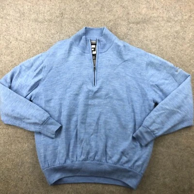 Footjoy Sweater Men XL Blue Solid 1/4 Zip Wool Old Hawthrone Golf Casual * - Image 1 of 4