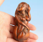 chinese boxwood handmade mermaid statue collectable hand piece