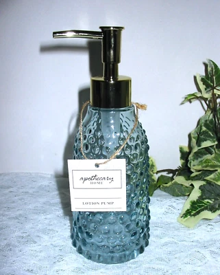 Blue Hobnail Soap Dispenser - Gold Tone Pump - Apothecary Home - New - Image 1 of 4